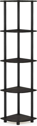 Furinno Turn-N-Tube 5 Tier Corner Display Rack Multipurpose Shelving Unit, 1-Pack, Espresso/Black