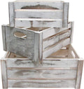 Admired By Nature Rustic White Set of 3 Distressed Decorative Wood Crates Storage Container