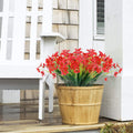 JEMONG 12 Bundles Artificial Flowers Outdoor UV Resistant Fake Flowers No Fade Faux Plants Garden Porch Window Box Decorating (Deep Red)