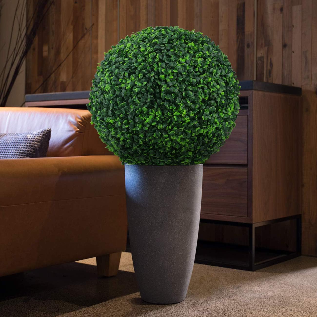 Sunnyglade 2 PCS 15.7 inch 4 Layers Artificial Plant Topiary Ball Faux Boxwood Decorative Balls for Backyard, Balcony,Garden, Wedding and Home Décor (15.7 inch)