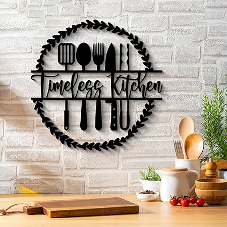 Glamativity Large Kitchen Metal Name Sign Wall Decor, Personalized Kitchen Sign, Metal Monogram Wall Art, Farmhouse Kitchen Hanging Plaque Decor, Cooking Gift for Mom