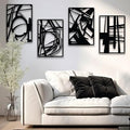 OUR NEST Pack of 4 Black Abstract Metal Wall Art - Matte Finish Aesthetic Minimalistic Metal Art Wall Decor - 3D Abstract Wall Art for Living Room, Home Decor, Bedroom Bathroom Study (16" x 11'')