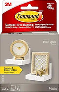 Command Display Ledges, Holds up to 2 lb, Quartz, 2 Ledges with 8 Medium Command Strips, Damage Free Hanging Floating Shelf with Adhesive Strips, Personalize Living Room, Bedroom, Kids Room or Office