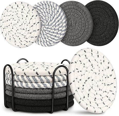 Coasters for Drinks, Coasters for Coffee Table, 8 Pack Coaster, Coasters for Drinks Absorbent, Boho Coasters, Coaster Set 4 - Color Cup Coasters, Coasters for Wooden Table, Living Room Decor