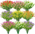 56 Bundles Artificial Flowers Outdoor Fake Flowers UV Resistant Plants Faux Plastic Greenery Shrubs Plants for Hanging Garden Porch Home Window Box Vase Planter Decoration