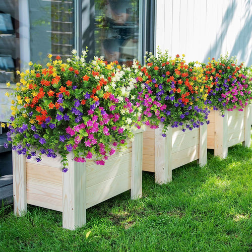 20 Bundles Artificial Fake Flowers, UV Resistant Faux Flowers Arrangement, Fake Plants Greenery Shrubs for Indoor Outdoors, Home Garden Patio, Porch, Hanging Planter, Window Box Farmhouse (5 Colors)