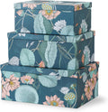 Soul & Lane Butterflies in Flight Photo Storage Boxes (Set of 3): Nesting Boxes with Lids, Floral Decorative Cardboard Containers, Paperboard Picture Storage for Photos, Nature Decor Cartons