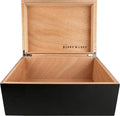 Large Wooden Box with Hinged Lid - Wood Storage Box with Lid - Black Wooden Storage Box - Decorative Boxes with lids (Matte Black)
